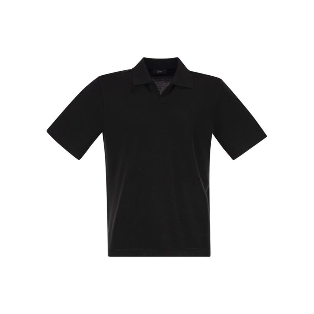 Herno Men Cotton Jersey Polo Shirt With Open Collar